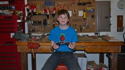 August with a pinewood derby car